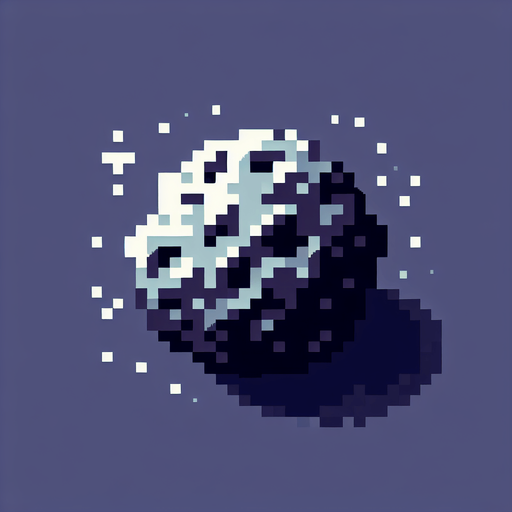 pixel art of a asteroid.
Game asset. 2d. Blank background. High contrast. No shadows.