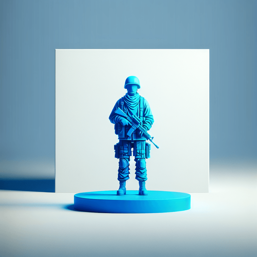 A blue soldier toy Single Game Texture. In-Game asset. 2d. Blank background. High contrast. No shadows.