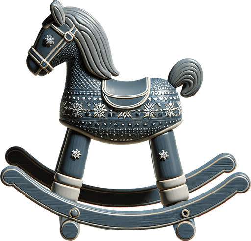 Christmas Rocking Horse. Plastic style Single Game Texture. In-Game asset. 2d. Blank background. High contrast. No shadows.