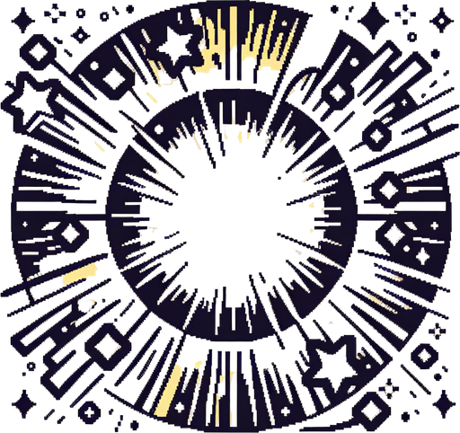 In game comic sparkles, a circle ring of stars and sparkles ✨ pixel art, pale yellow, action lines.
Single Game Texture. In-Game asset. 2d. Blank background. High contrast. No shadows.