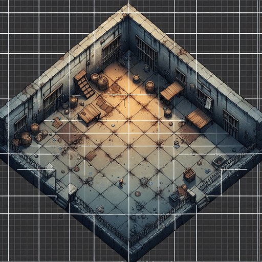 Top down view of a Dirty prison floor.
Single Game Texture. In-Game asset. 2d. Blank background. High contrast. No shadows.