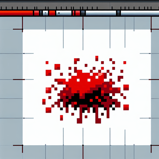 blood splatter. 8-bit pixelated.
Single Game Texture. In-Game asset. 2d. Blank background. High contrast. No shadows.