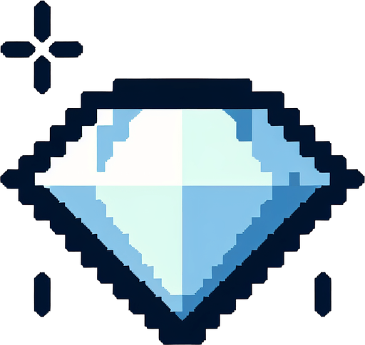 8bit cartoon diamond..
Single Game Texture. In-Game asset. 2d. Blank background. High contrast. No shadows.