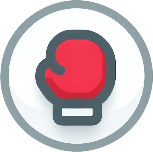 basic light gray convex round button with a red boxing glove icon.
UI