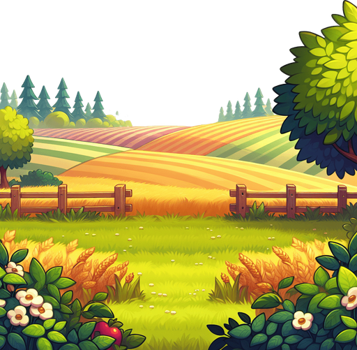 cartoon field background
Single Game Texture. In-Game asset. 2d. Blank background. High contrast. No shadows.