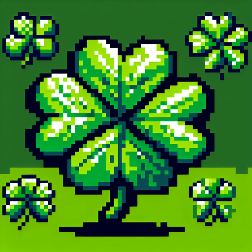 pixel art of a 4 leaf clover.