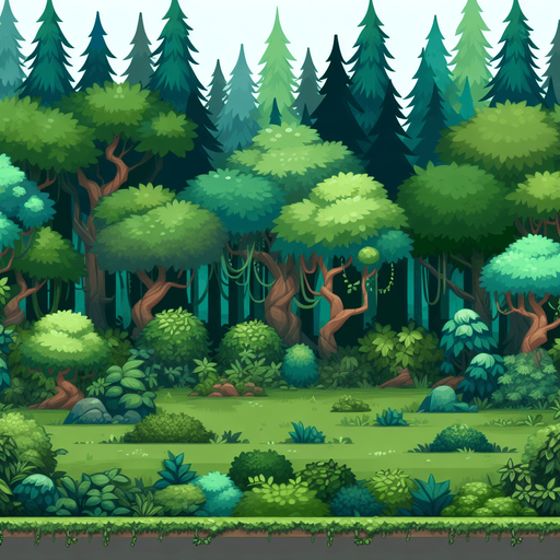 forest backround.
Single Game Texture. In-Game asset. 2d. Blank background. High contrast. No shadows.