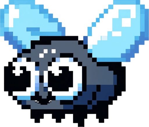 cute flying fly. pixelated 8-bit