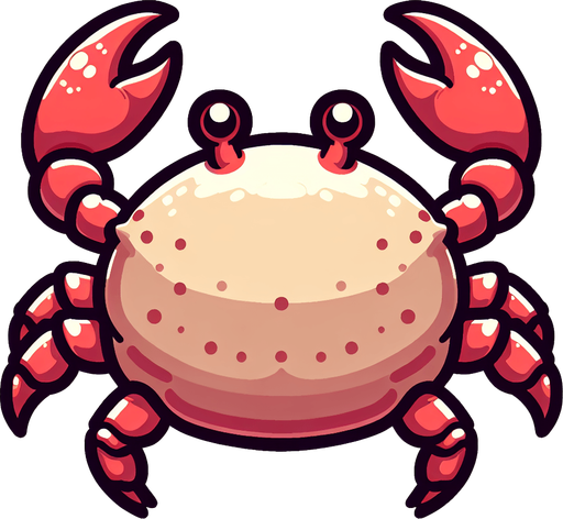 create a cartoon-style illustration of a crab from the back.
Single Game Texture. In-Game asset. 2d. Blank background. High contrast. No shadows.