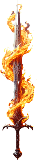 Magical elemental sword made of fire..
Single Game Texture. In-Game asset. 2d. Blank background. High contrast. No shadows.