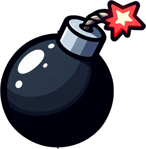 cartoon bomb, no shadow, no background.
Single Game Texture. In-Game asset. 2d. Blank background. High contrast. No shadows.