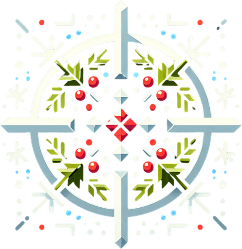 2d transparent christmas crosshair Single Game Texture. In-Game asset. 2d. Blank background. High contrast. No shadows.