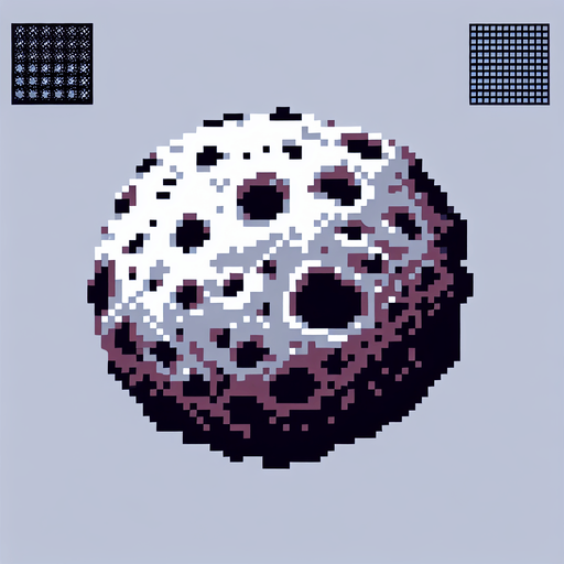 pixel art of a asteroid.
Game asset. 2d. Blank background. High contrast. No shadows.