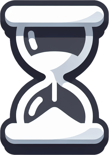 Hourglass icon white.
Single Game Texture. In-Game asset. 2d. Blank background. High contrast. No shadows.