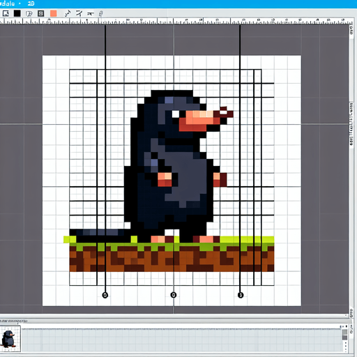 pixel art. mole standing up..
Single Game Texture. In-Game asset. 2d. Blank background. High contrast. No shadows.