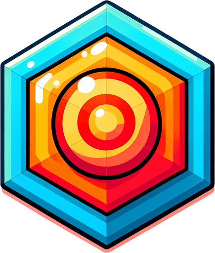 Hexagonal target sprite sheet. Bright colors, cartoon.
Single Game Texture. In-Game asset. 2d. Blank background. High contrast. No shadows.