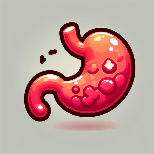 Create a cartoon-style illustration of a stomach The goal is to capture a lively and playful stomach...
Single Game Texture. In-Game asset. 2d. Blank background. High contrast. No shadows.