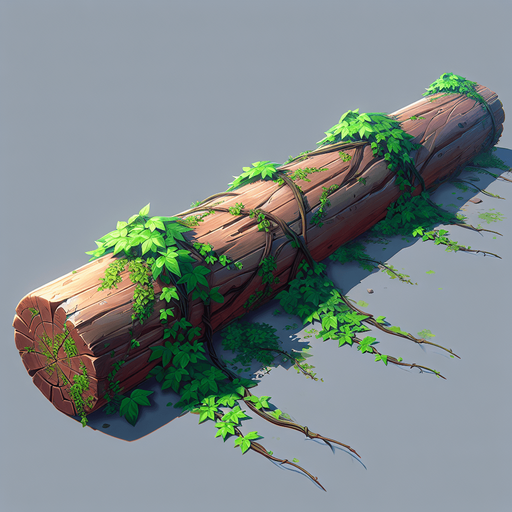 2d single log laying long ways on side with vines seen from side unreal engine 5
Single Game Texture. In-Game asset. 2d. Blank background. High contrast. No shadows.