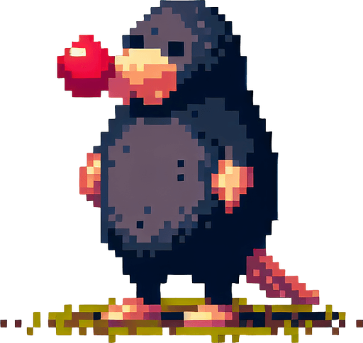 pixel art. mole standing up. clowns nose.
Single Game Texture. In-Game asset. 2d. Blank background. High contrast. No shadows.