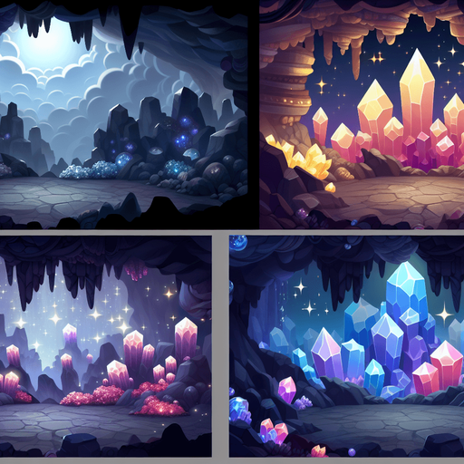 Mystic cavern.
Single Game Texture. In-Game asset. 2d. Blank background. High contrast. No shadows.