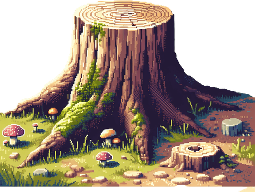 pixel art of a tree stump.