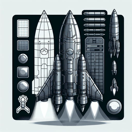 Rocket.
Single Game Texture. In-Game asset. 2d. Blank background. High contrast. No shadows.