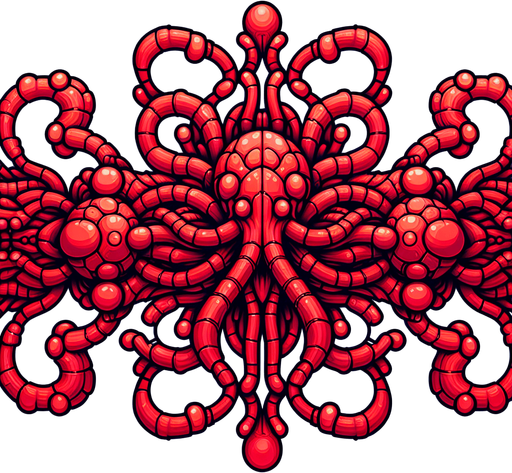 red tentacle alien.
Single Game Texture. In-Game asset. 2d. Blank background. High contrast. No shadows.