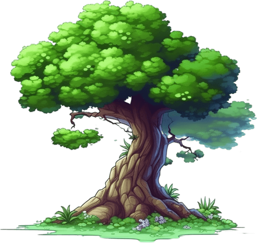 single background tree, full view.
Game Texture. In-Game asset. 2d. Pixelart. White background. Blank background. Low detail. High contrast.