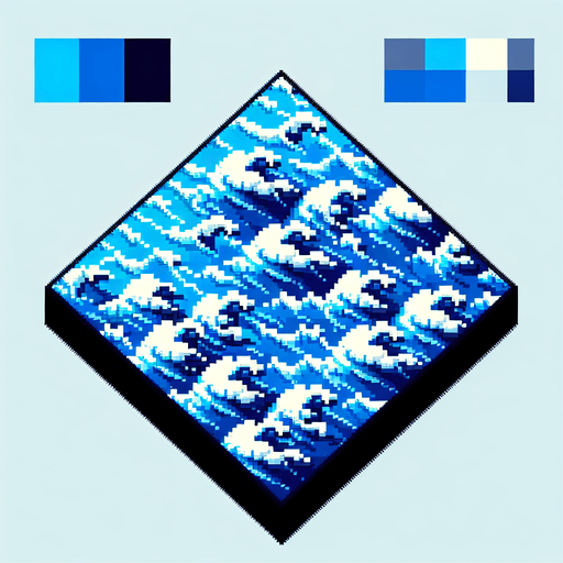 blue ocean seen directly from above. pixelated 8-bit.
Single Game Texture. In-Game asset. 2d. Blank background. High contrast. No shadows.