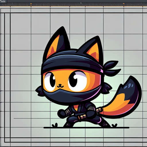 Cartoon ninja cat.
Single Game Texture. In-Game asset. 2d. Blank background. High contrast. No shadows.