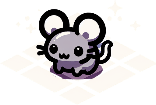 A little gray mouse.
Single Game Texture. In-Game asset. 2d. Blank background. High contrast. No shadows.