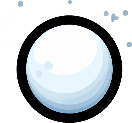 Computer game, White bubble, flat shaded. Low detail, Single Game Texture. In-Game asset. 2d. Blank background. High contrast. No shadows. Thin black outline