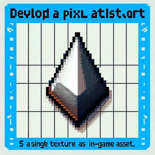 pixelart. a metallic triangular pointer..
Single Game Texture. In-Game asset. 2d. Blank background. High contrast. No shadows.