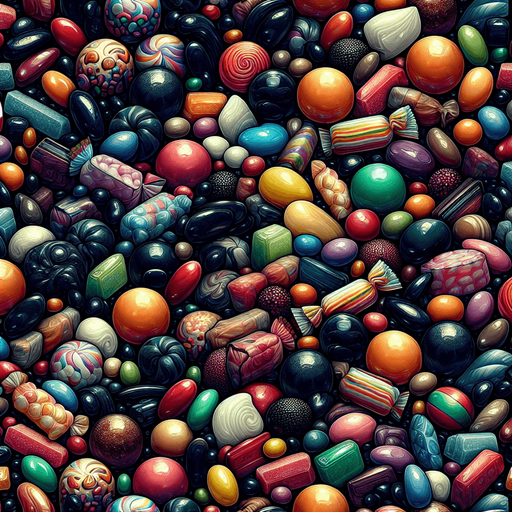 semitransparent dark seamless texture with candies