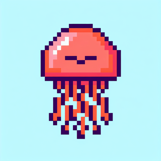 8bit. cartoon. jellyfish..
Single Game Texture. In-Game asset. 2d. Blank background. High contrast. No shadows.