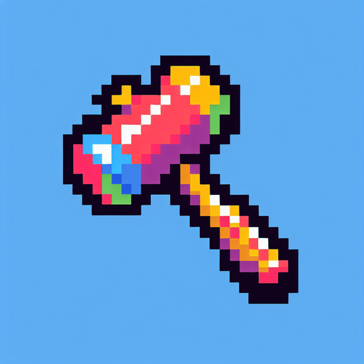 pixel art of plastic squeaky hammer.