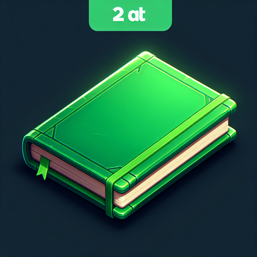 Green Notebook.
Single Game Texture. In-Game asset. 2d. Blank background. High contrast. No shadows.