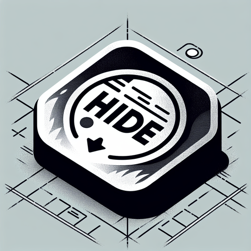 a button with text that fades to the right saying "hide".
Single Game Texture. In-Game asset. 2d. Blank background. High contrast. No shadows.