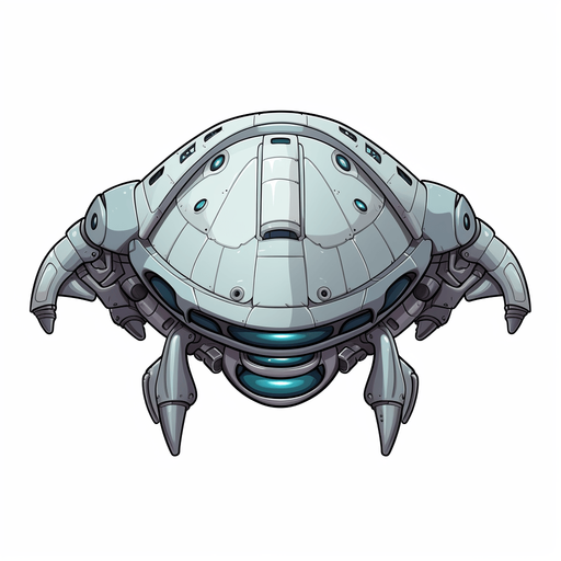 single alien enemy spaceship facing down, looking like space alien adopted to living in space.
Game Texture. In-Game asset. 2d. Pixelart. White background. Blank background. Low detail. High contrast.