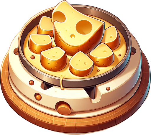 Raclette.
Single Game Texture. In-Game asset. 2d. Blank background. High contrast. No shadows.