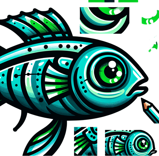 Fish with green eyes.
Single Game Texture. In-Game asset. 2d. Blank background. High contrast. No shadows.