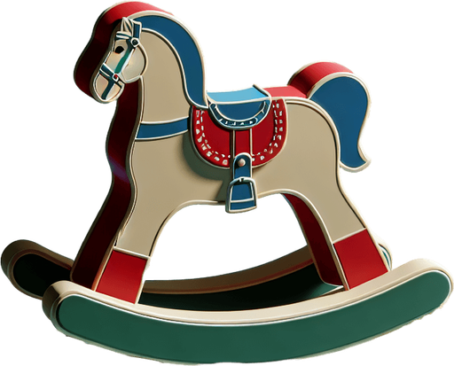 Christmas Rocking Horse. Plastic style Single Game Texture. In-Game asset. 2d. Blank background. High contrast. No shadows.