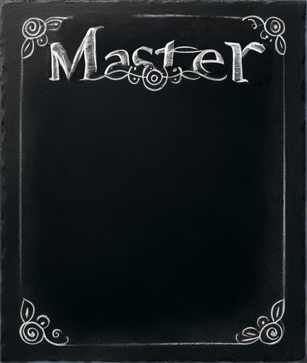 The Words "MASTER POTION" in white chalk