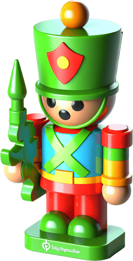 A christmas Toy Soldier. Plastic style Single Game Texture. In-Game asset. 2d. Blank background. High contrast. No shadows.