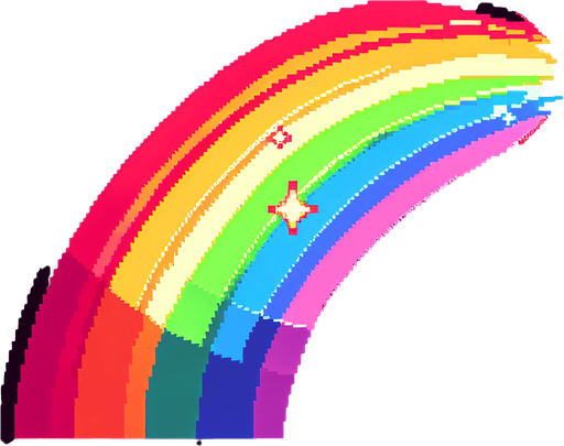 8-bit. cartoon. rainbow color beam..
Single Game Texture. In-Game asset. 2d. Blank background. High contrast. No shadows.