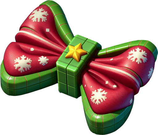 a christmas boe tie. plastic style. Single Game Texture. In-Game asset. 2d. Blank background. High contrast. No shadows.