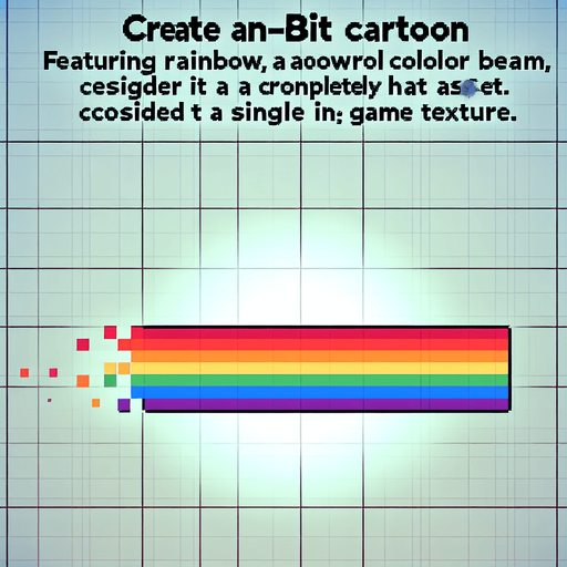 8-bit. cartoon. rainbow color beam..
Single Game Texture. In-Game asset. 2d. Blank background. High contrast. No shadows.