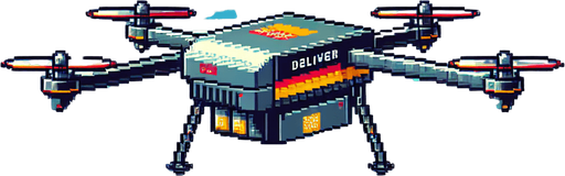 Delivery drone.
lateral view. retro gaming style