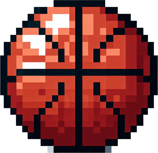 8-Bit basketball. No lighting is present on the ball. The lighting does not affect the look of the ball..
Single Game Texture. In-Game asset. 2d. Transparent background. High contrast. No shadows.