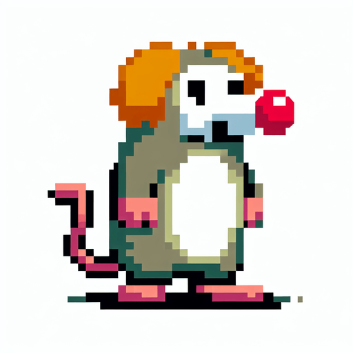 pixel art. mole standing up. clowns nose.
Single Game Texture. In-Game asset. 2d. Blank background. High contrast. No shadows.